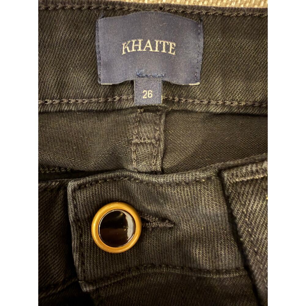 KHAITE Vivian Stretch Jeans Carlyle Black Size 26 Straight Leg Excellent - Picture 4 of 10